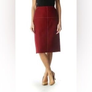 J. CREW Women's Thick Solid 80% Wool Pencil Skirt Pocket Dark Red 4